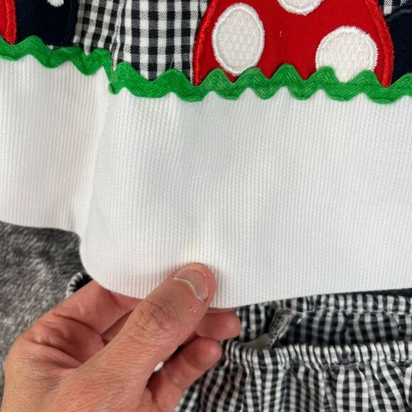 Vtg Samara Girls 18 Month Two-Piece Outfit Gingham Black White Ladybug Dress - Picture 7 of 12